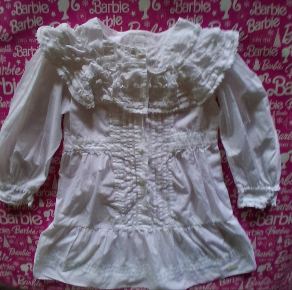 🎀Burberry Girls White Eyelet Ruffles Dress Size 6 Mint Condition & FREE GIFT - Picture 7 of 11